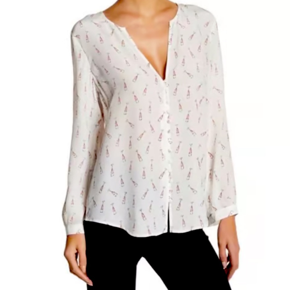 Joie Ivory Champagne Flute Print Blouse